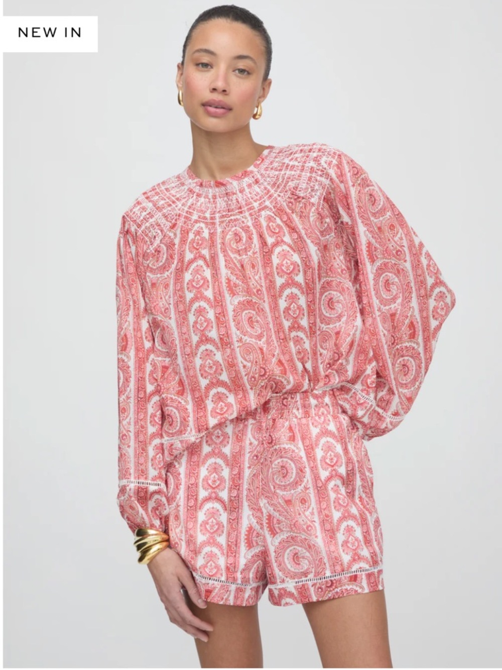 Hill House Home The Skye Top and Audrey Short in Coral Corsica Paisley Size XL
